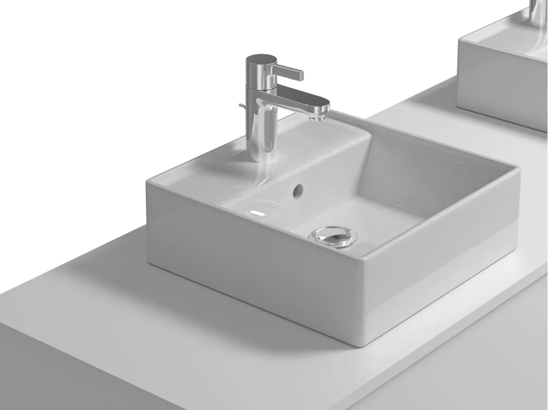 Meuble de salle de bain suspendu blanc avec double vasque - L150 cm - ISAURE II