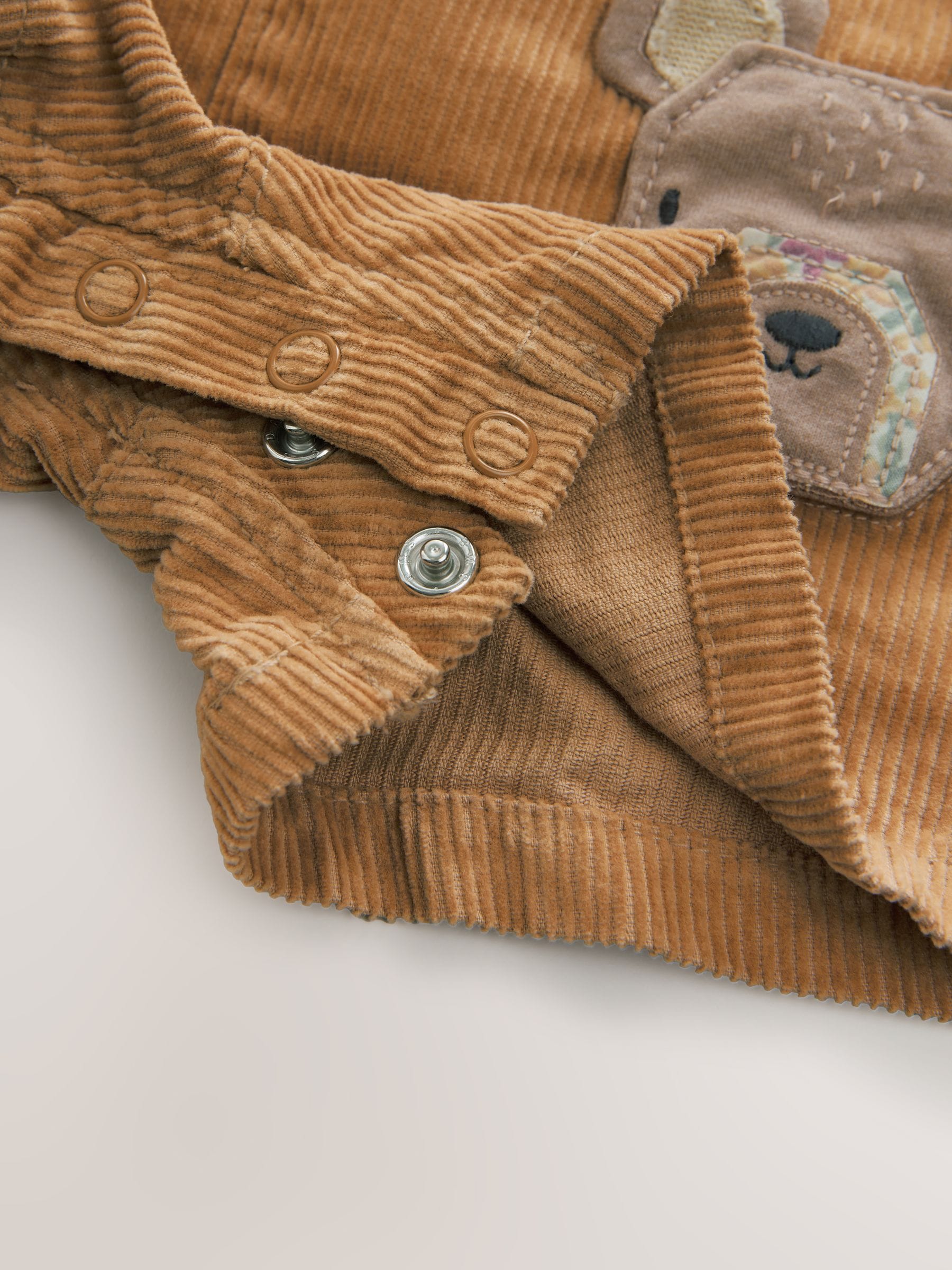 Lichtbruin - Corduroy set met tuinbroek en berenprint (3mnd -7jr)