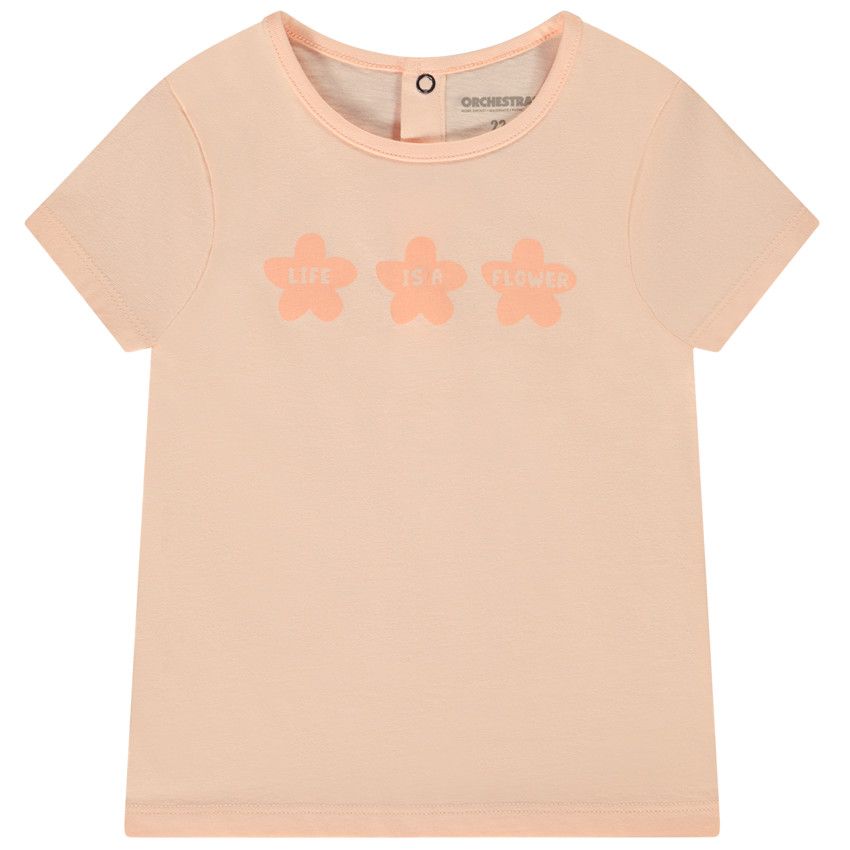 T-shirt manches courtes print fleuri pour bébé fille - Corail