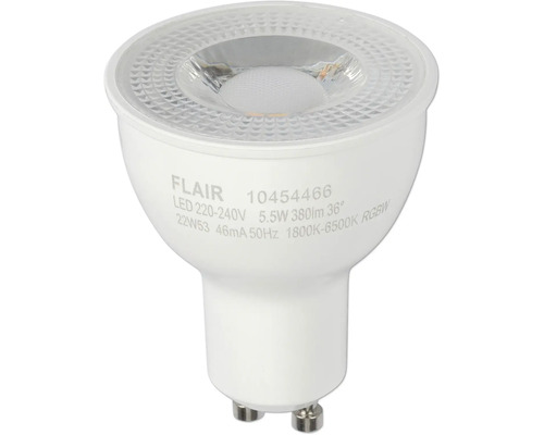 FLAIR Viyu LED reflectorlamp, dimbaar, GU10/5,5W (55W) 380 lm, 1800-6500 K + RGBW kleurverandering - Compatibel met SMART HOME van hornbach