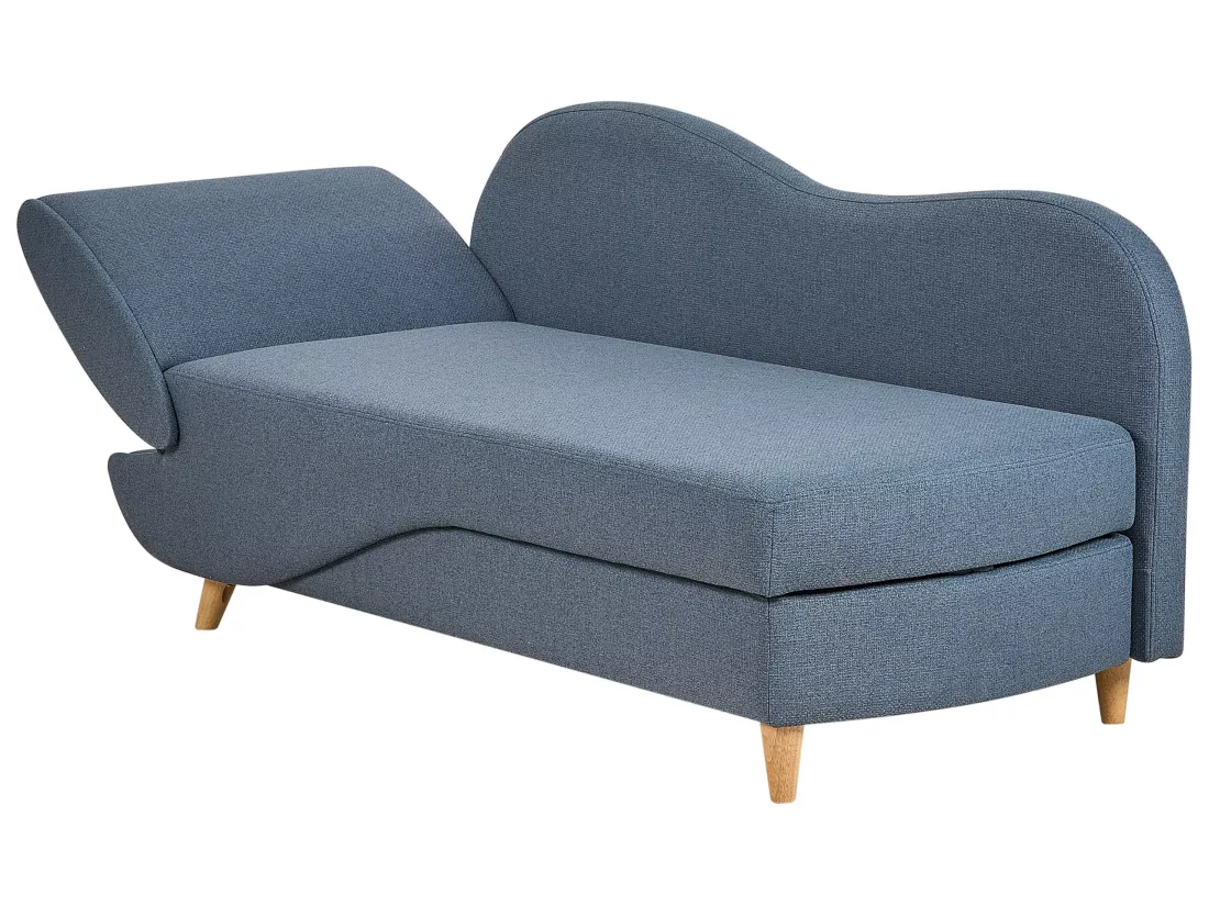 Chaise longue côté droite en tissu bleu MERI II