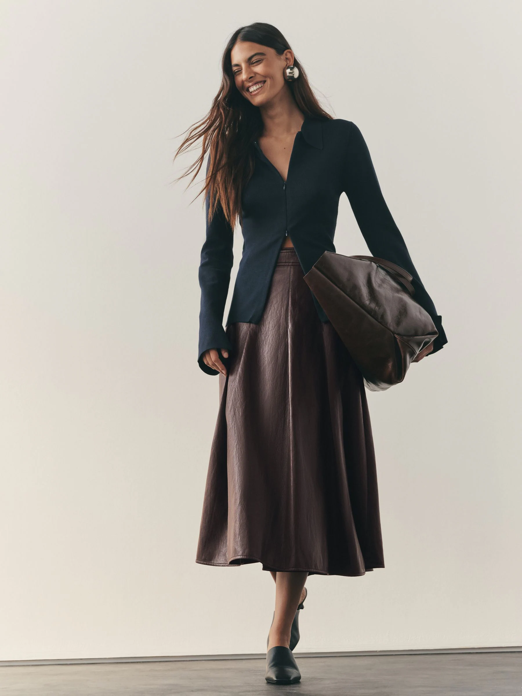 Nothing Ordinary Faux Leather Wrap Midi Kilt Skirt