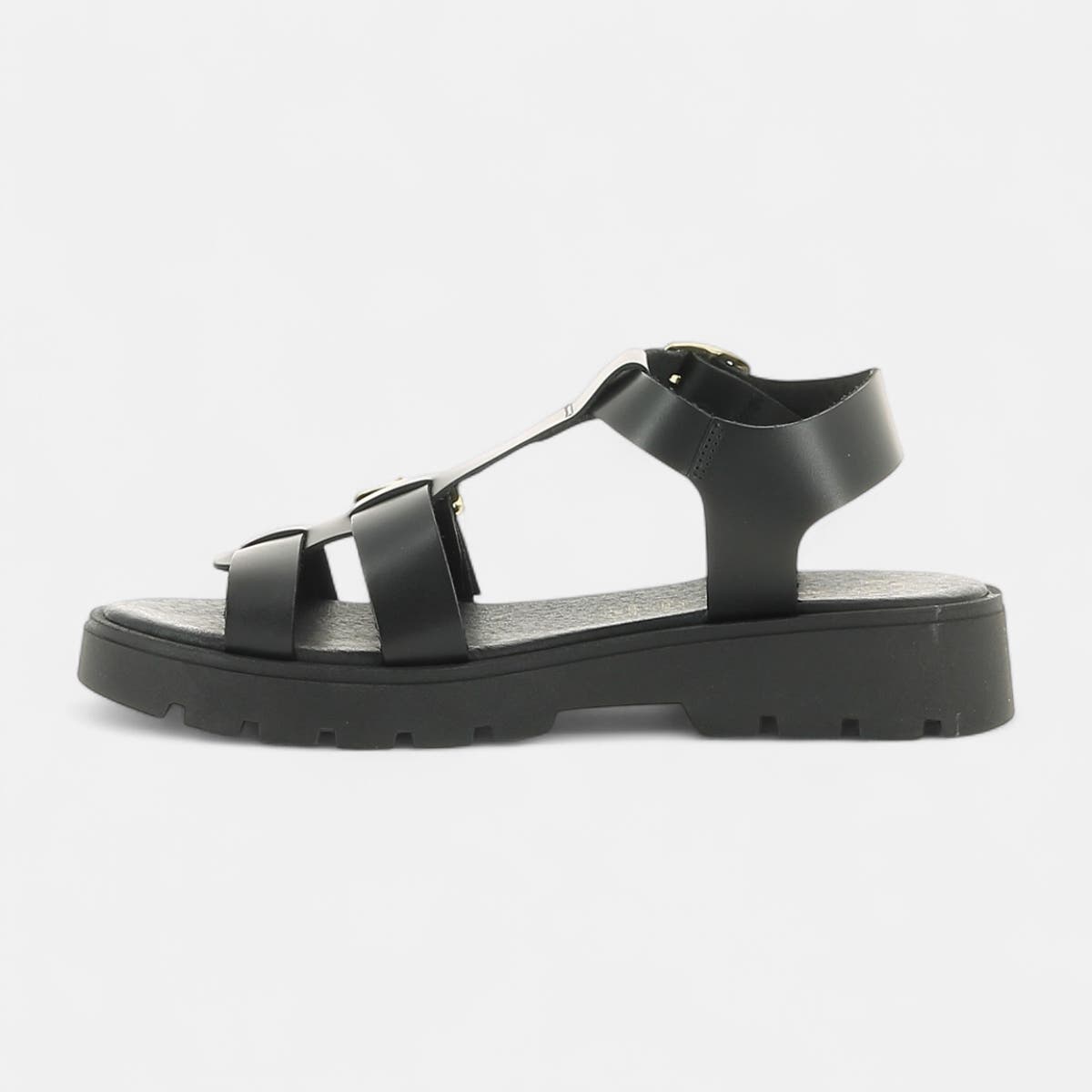 Sandales Femme en cuir noir