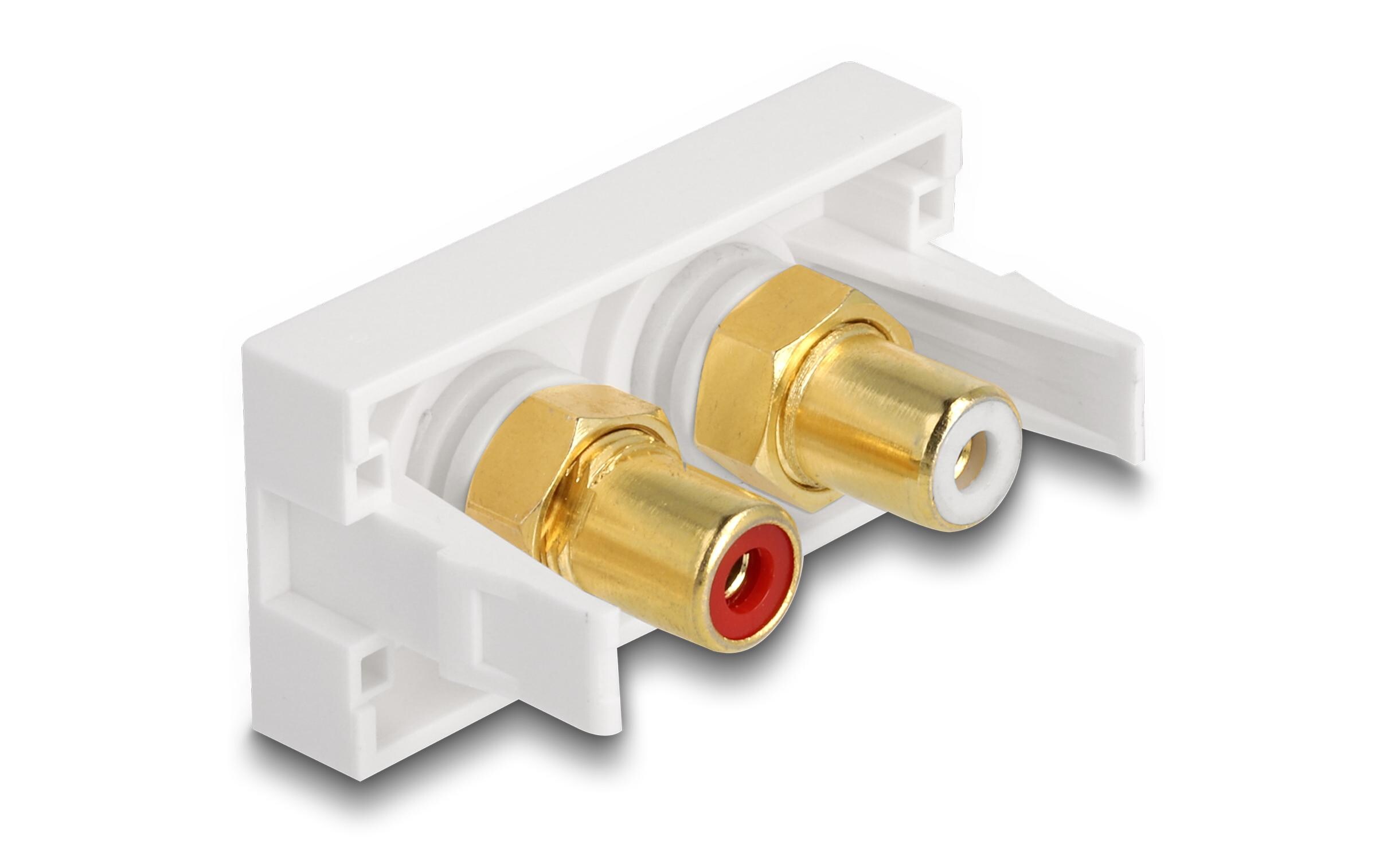 Easy 45 Modul 22.5 x 45 mm Cinch - CinchDelock Easy 45 Modul 2 x Cinch Buchse, Farbring Rot / Weiss 22.5 x 45 mm