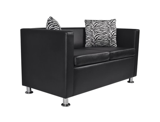 VIDAXL - Canapé à 2 places cuir synthétique noir