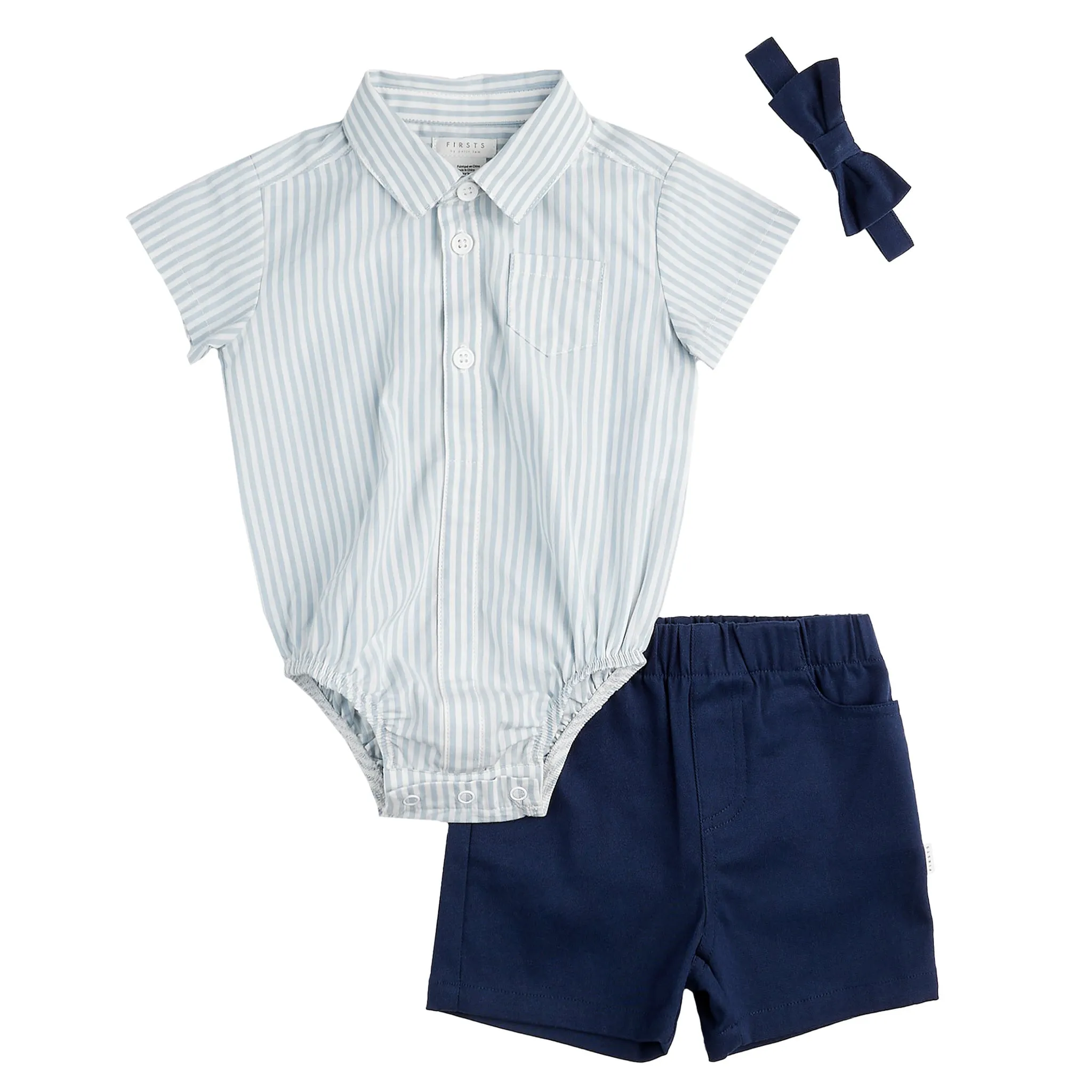 Firsts par Petit Lem Ensemble Short Rayé 3-24mois