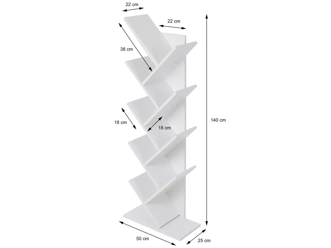 Étagère bibliothèque à livres forme d'arbre 8 niveaux en bois mélamine ML-DESIGN