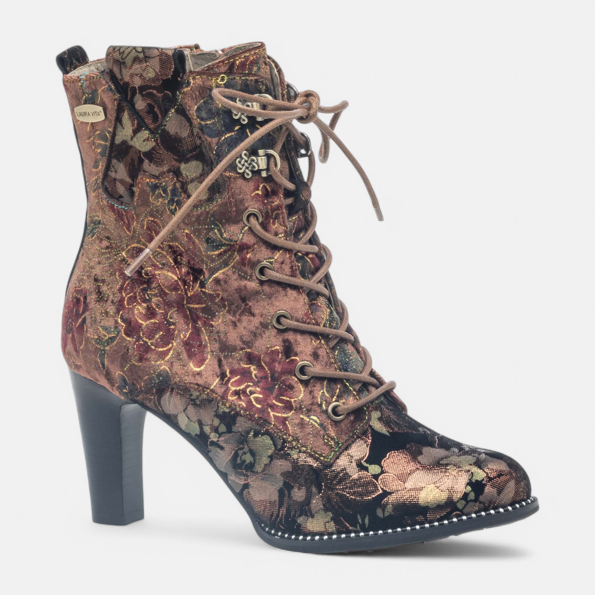 Bottines à lacets à talon Femme bronze