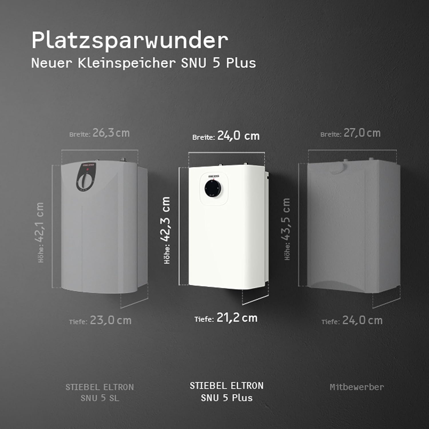 STIEBEL ELTRON Kleinspeicher SNU 5 Plus mit Wasserhahn matt-schwarz MAE-B (Armatur Küche), sehr kompakt, antitropf-/thermostop-Funktion, Untertischboiler 5 Liter Niederdruck mit Stecker, 2 kW, 208119