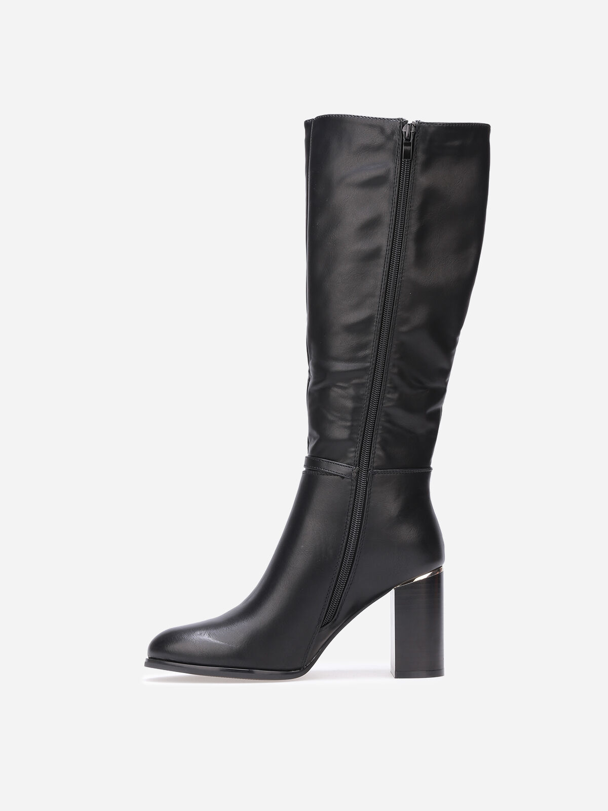 Bottes à talon et détails dorés- Noir