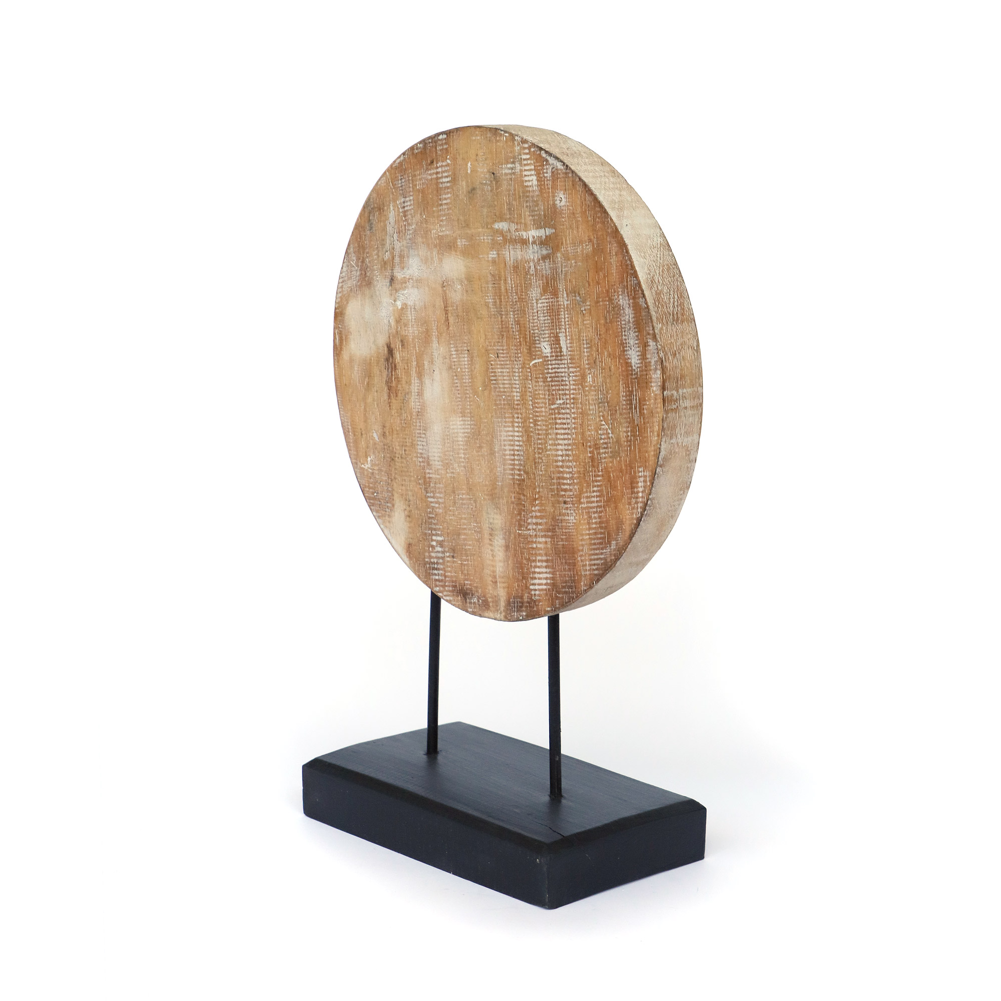 Holzscheibe 'Mandala' auf Ständer, handgeschnitzt, H 45 cm, B 30 cm, T 10 cm von fischer's lagerhaus