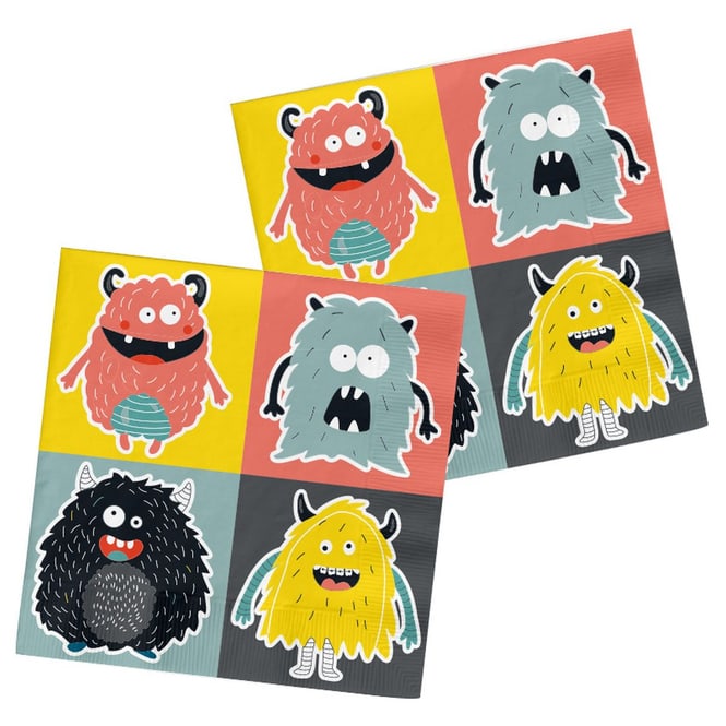 20 Partyservietten - Monster Party - ca. 33 x 33 cm