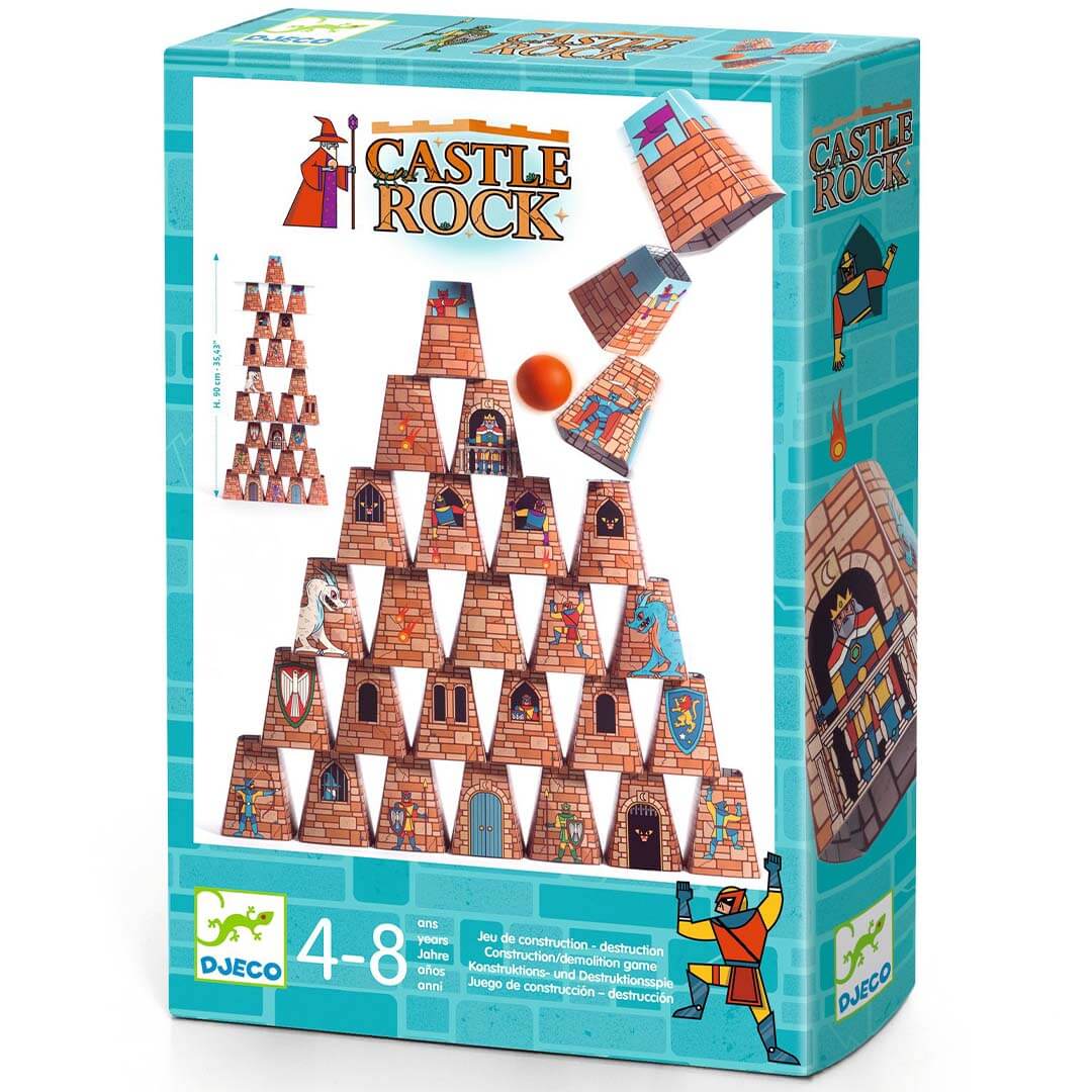 Djeco 2 in 1 stapel- en kegelspel - castle rock