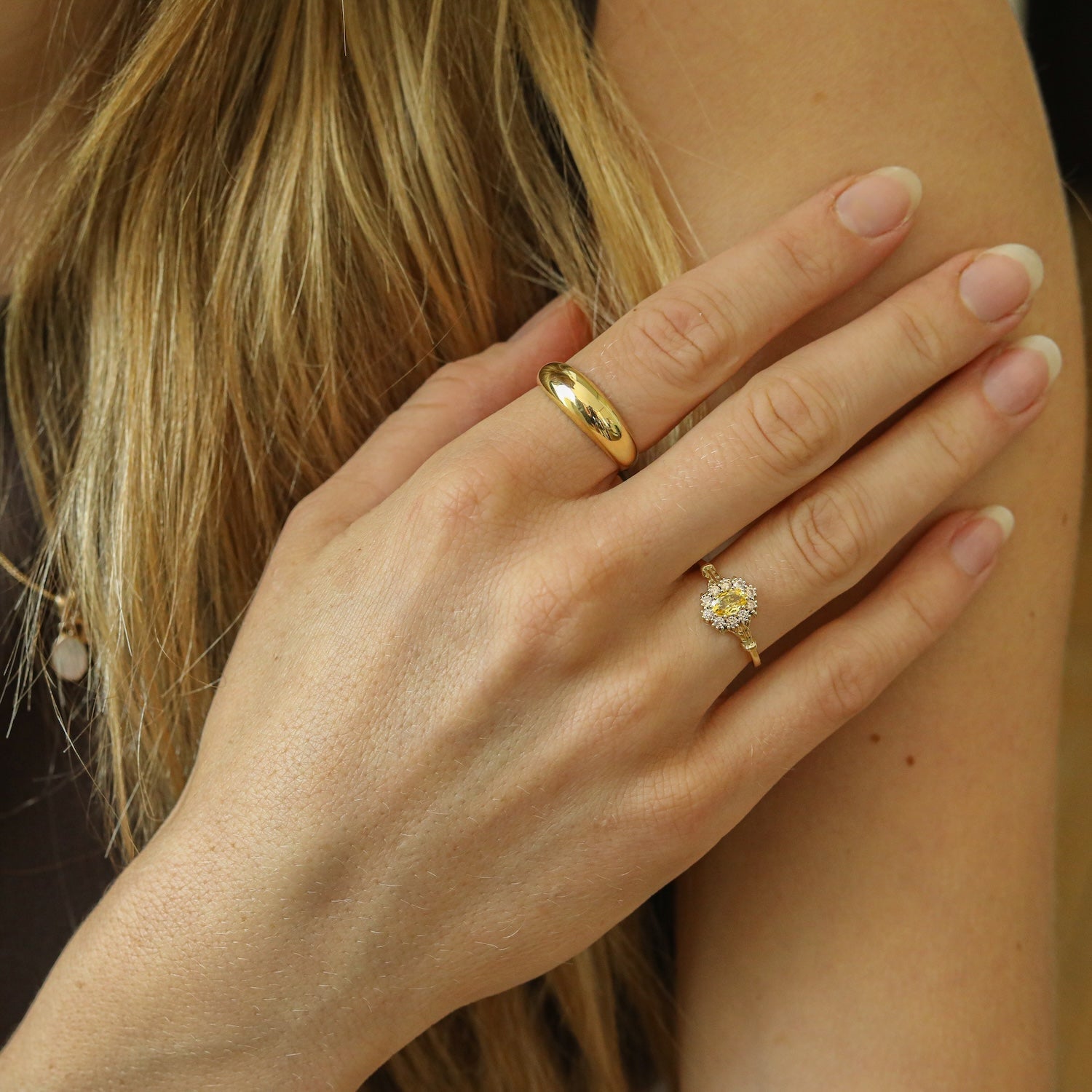 Vintage Yellow Champagne Flower ring