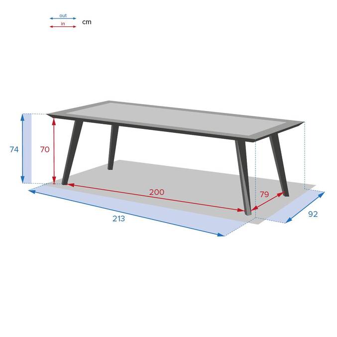 Table de jardin rectangulaire LAMBADA Céramique & Graphite