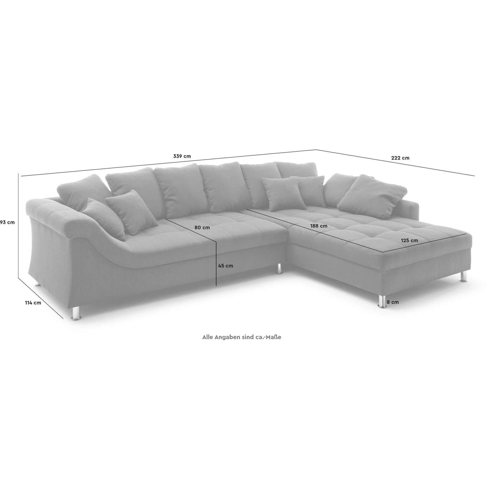 Ecksofa Calgary Microfaser graphit, Recamière rechts