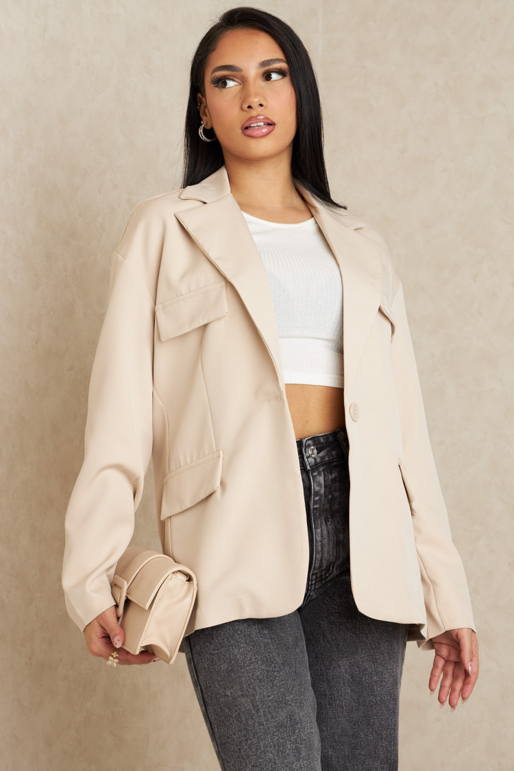 Blazer beige à poches