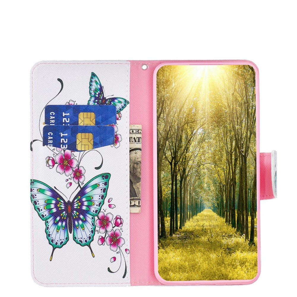 Samsung Galaxy S23 5G Leder Tasche Hülle mit Kartenfach - Schmetterlinge