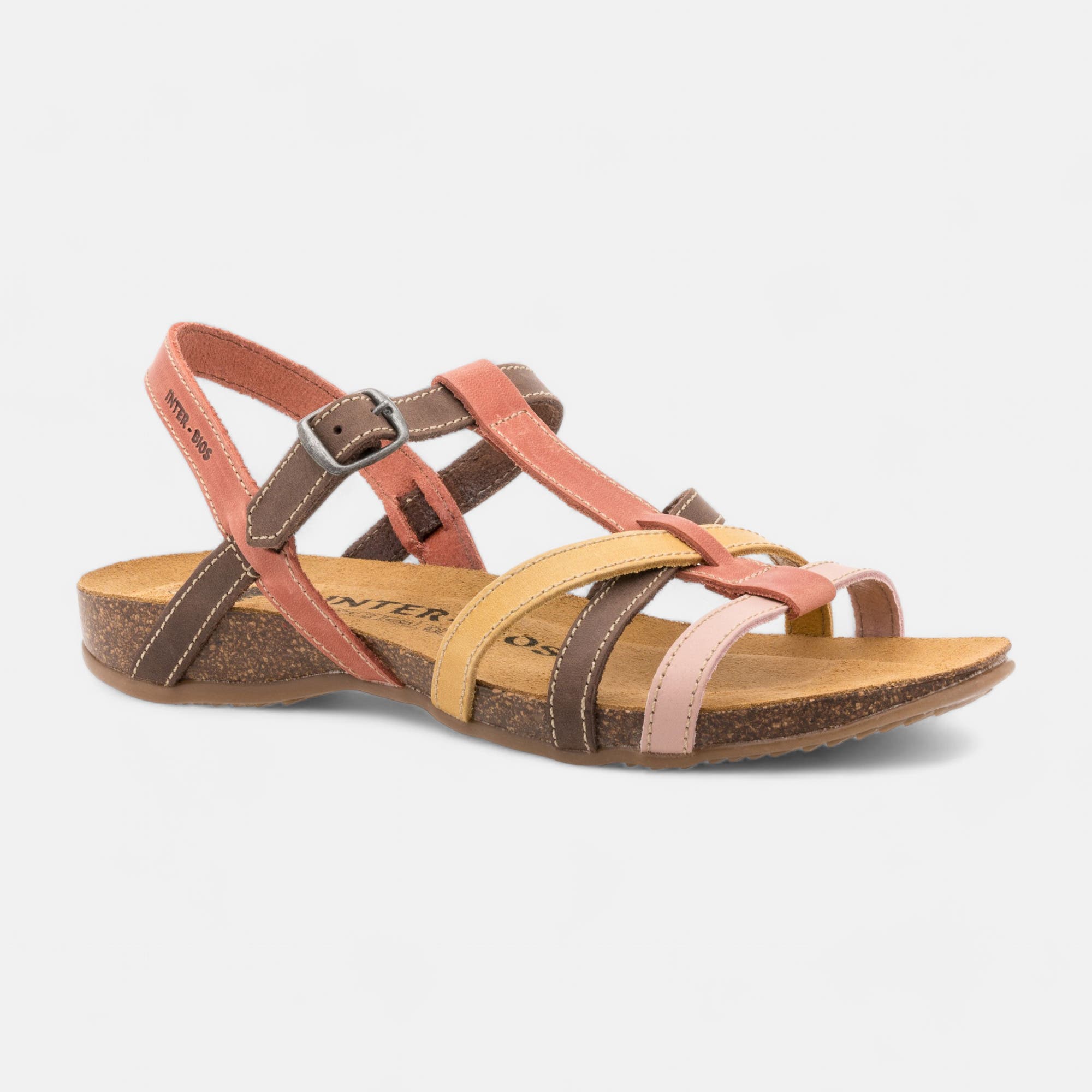 Mules semelle liège Femme en cuir rose