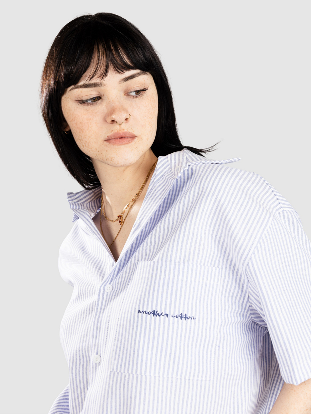 Another Cotton Lab Oversized Short Sleeve Shirt blue
