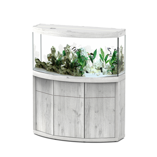 Aquarium et Meuble 3 portes Sublime Horizon Led Chêne Blanc L121xP49cm