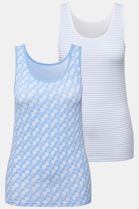 Tanktops, 2er-Pack, Ringel/ Kreise, Rundhals, ärmellos