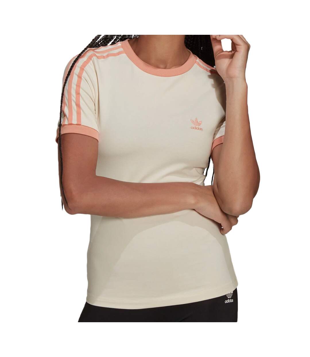 T-shirt écu/corail Femme Adidas Trefoil