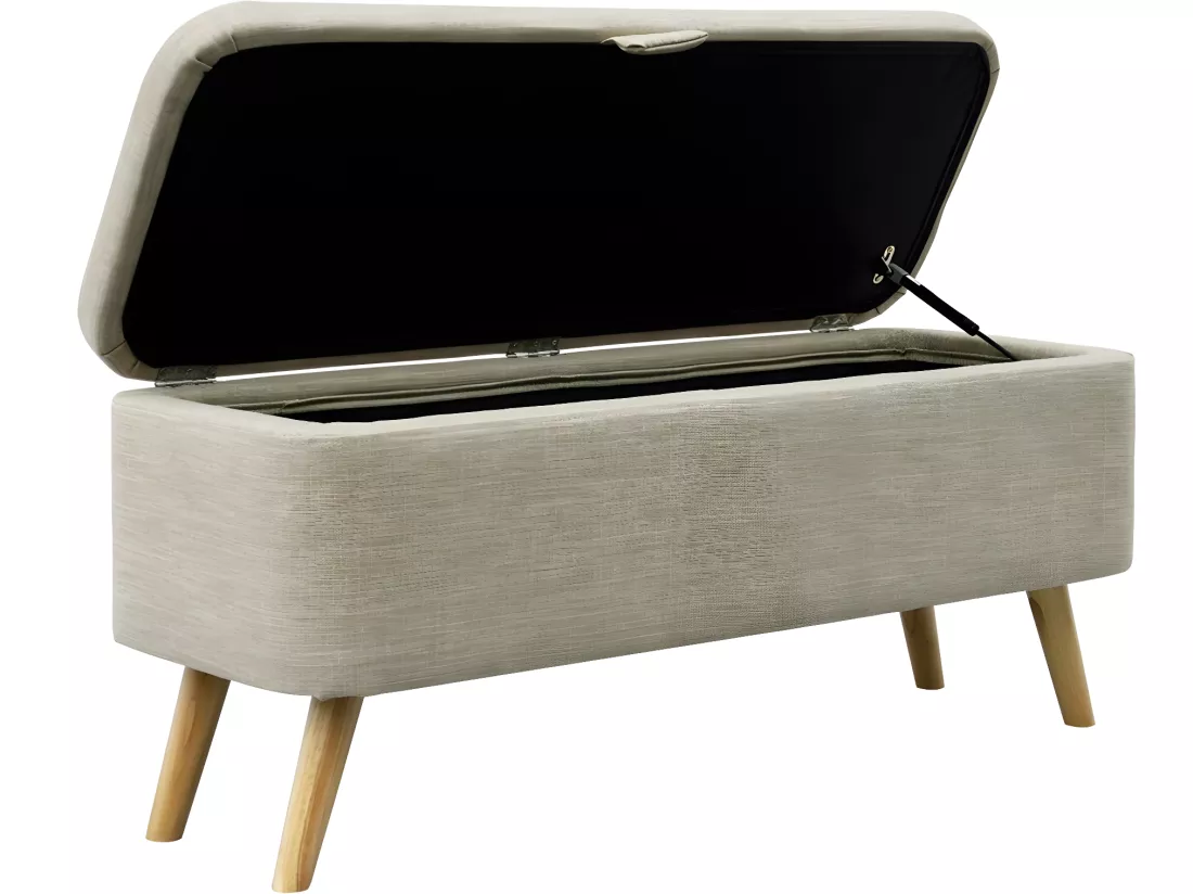 Bout de Lit avec Rangement en Tissu avec Pieds Bois - L101cm