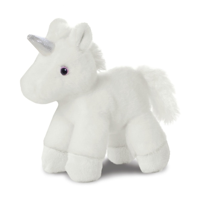 Plüsch Einhorn - mit Tasche weiß und regenbogenfarben