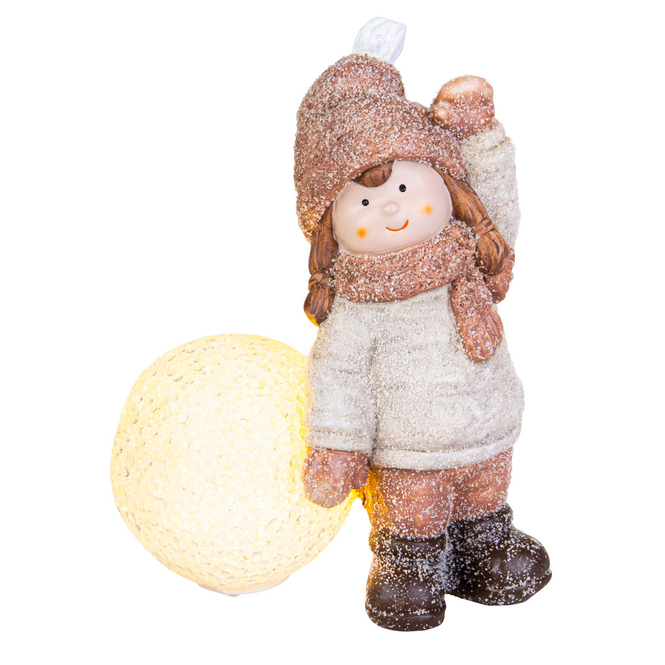 Deko-Kind mit LED Kugel - aus Polyresin - ca. 21,5 x 8,5 x 20 cm - 1 Stück