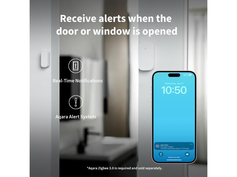 Aqara Funk-Fenster- und Türkontakt T1, Zigbee 3.0 Weiss Smart-Sensor um offene Türen und Fenster zu erkennen