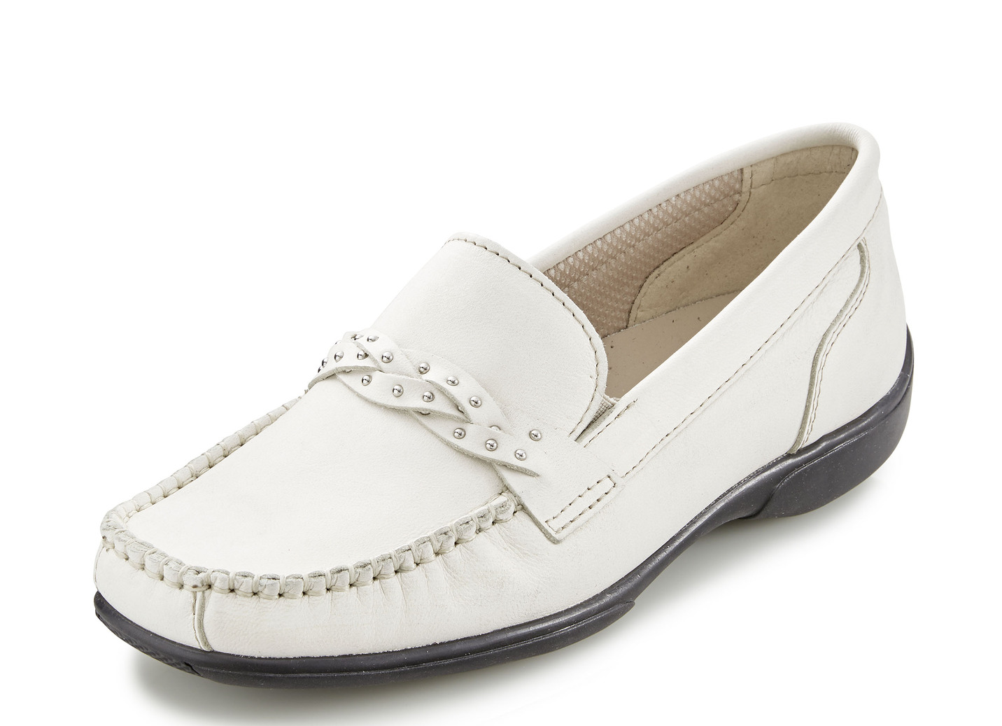 ELENA EDEN Mokassin-Slipper mit nietenbesetzter Spange