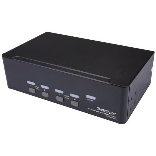 StarTech.com Switch KVM double affichage DisplayPort 4K 60 Hz à 4 ports avec hub USB 2.0 intégré
