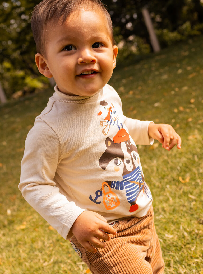 Sous-pull beige à motif animaux