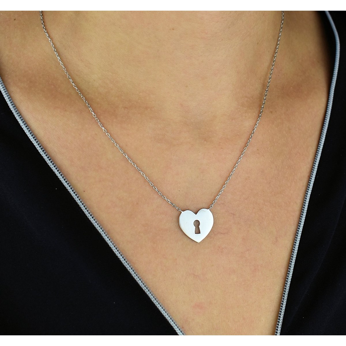 Collier clé de mon coeur Argent 925 Rhodié