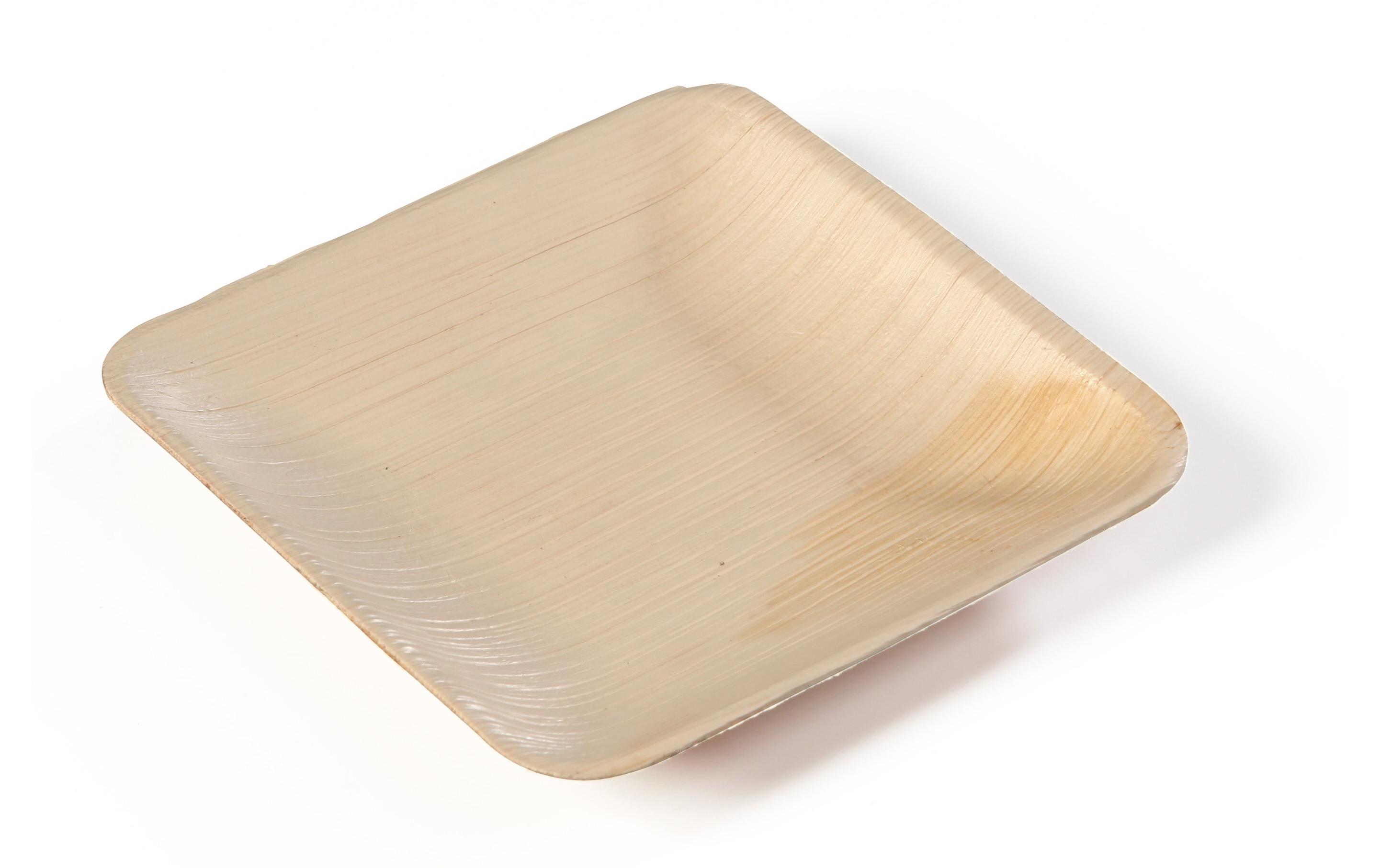 Einwegteller Palm 15 cm x 15 cm, 20 StückViereckiger Einweg-Teller