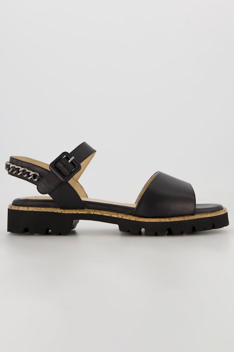Leder-Sandaletten, Zierkette, Weite H
