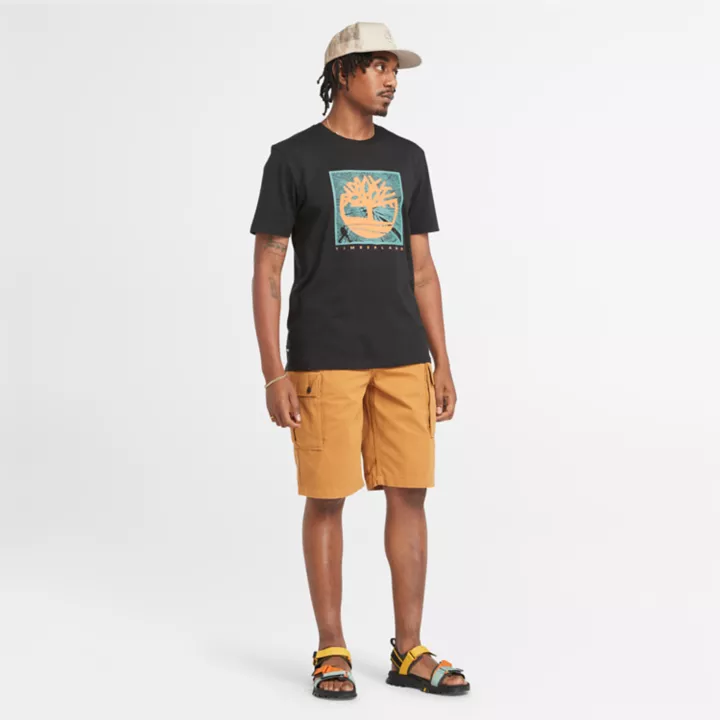 T-shirt à motif sur le devant pour homme en noir