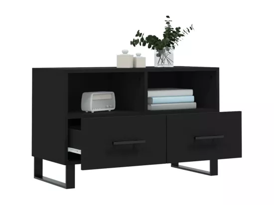 Meuble TV Noir 80x36x50 cm Bois d'ingénierie