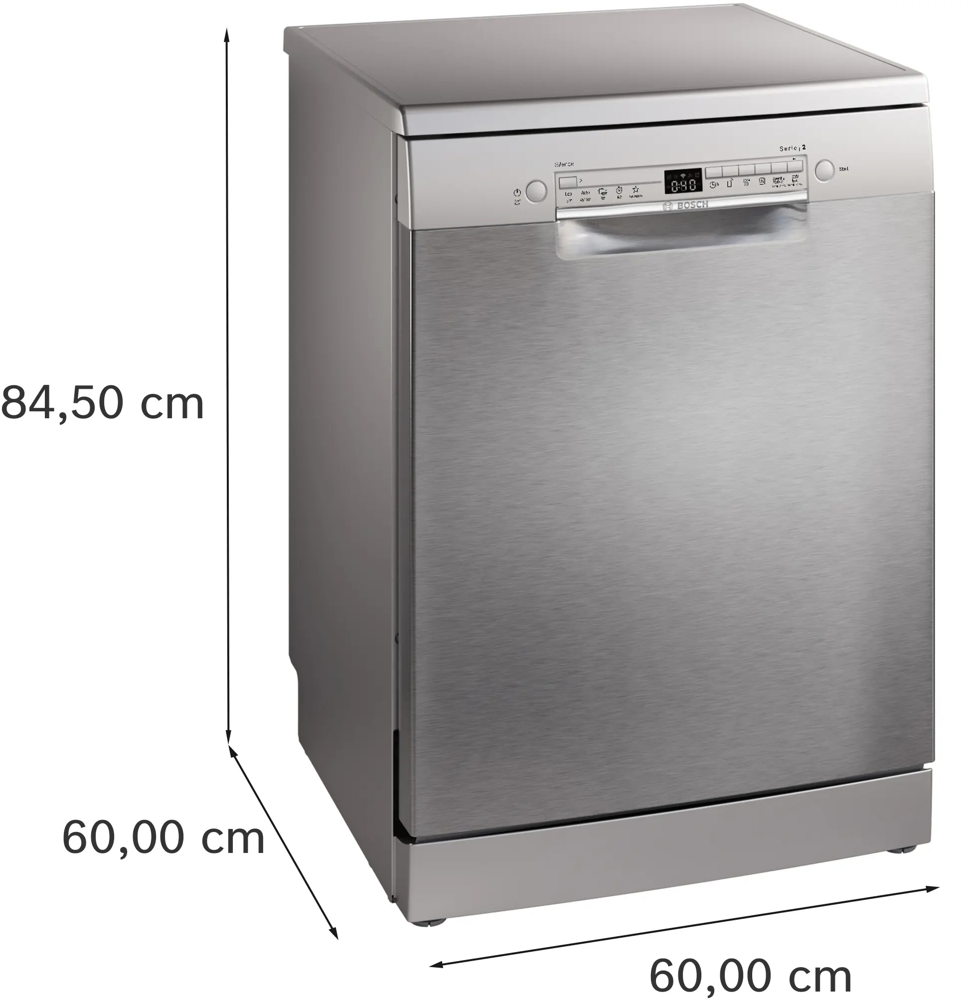Serie 2 Vrijstaande vaatwasser 60 cm Geborsteld staal anti-fingerprint