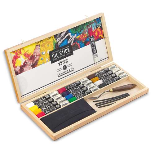 SENNELIER OIL STICKS 12er Set im Holzkasten