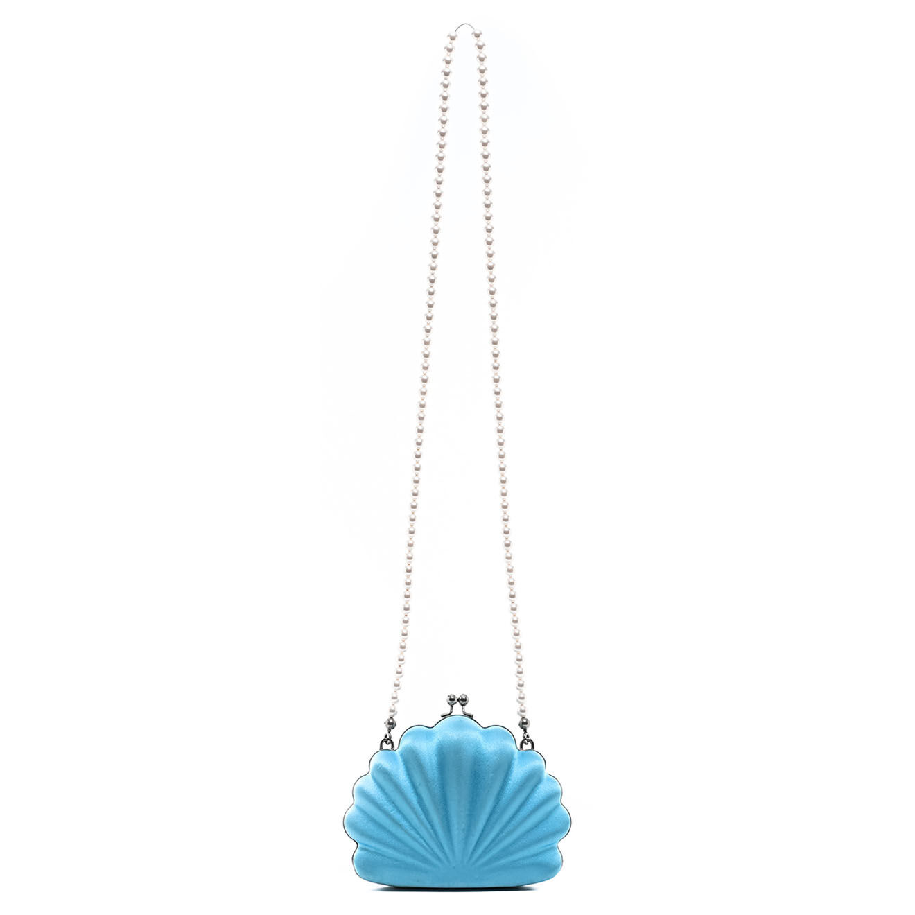 Balenciaga Minaudière bandoulière Coquillage en Toile Perles bleue - Neuf avec étiquette - L.16 cm
