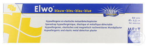 Elwo Bleu Sparadrap Hypoallergénique Élastique Et Métallique Détectable 2,5x18cm 60 Pièces (0020035)