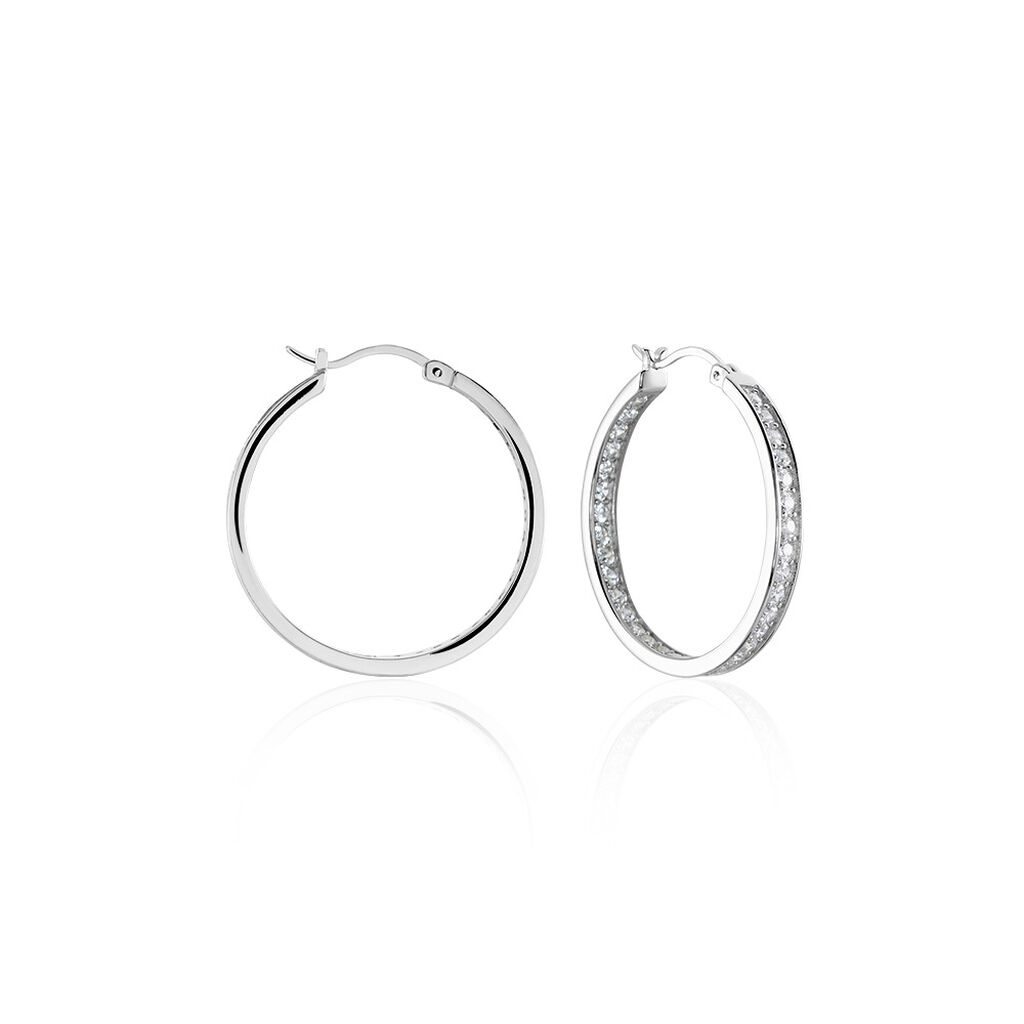 Créoles Django Argent Blanc Oxyde De Zirconium