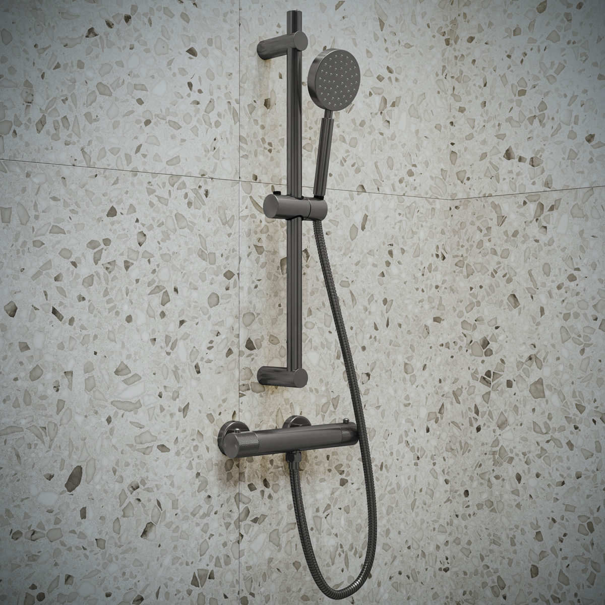 Saniclear Iron Curved opbouw douchethermostaat verouderd ijzer - gunmetal