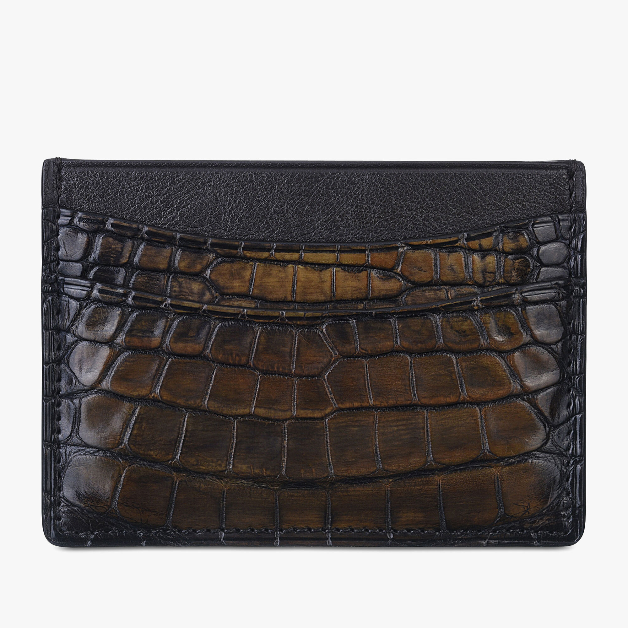 Porte-Cartes Bambou En Cuir D'Alligator