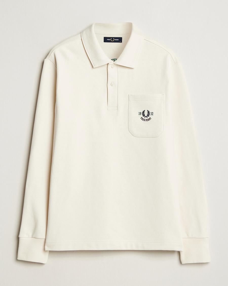 Fred Perry Embroidered Champion Rugby Sweater Ecru