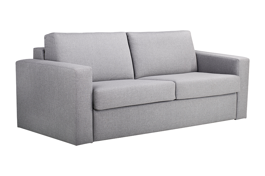 Elbeko 2-seter sovesofa I tekstil Inari 1438-72 Light Grey med arm A og sorte ben. Madrass med bonellfjærer.
