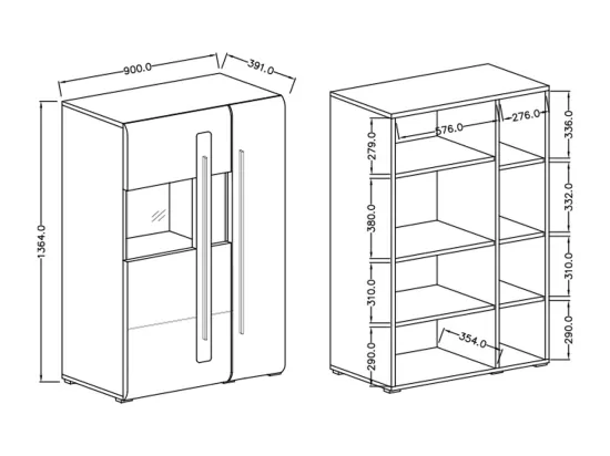 Vaisselier 2 portes avec LED Louis Blanc
