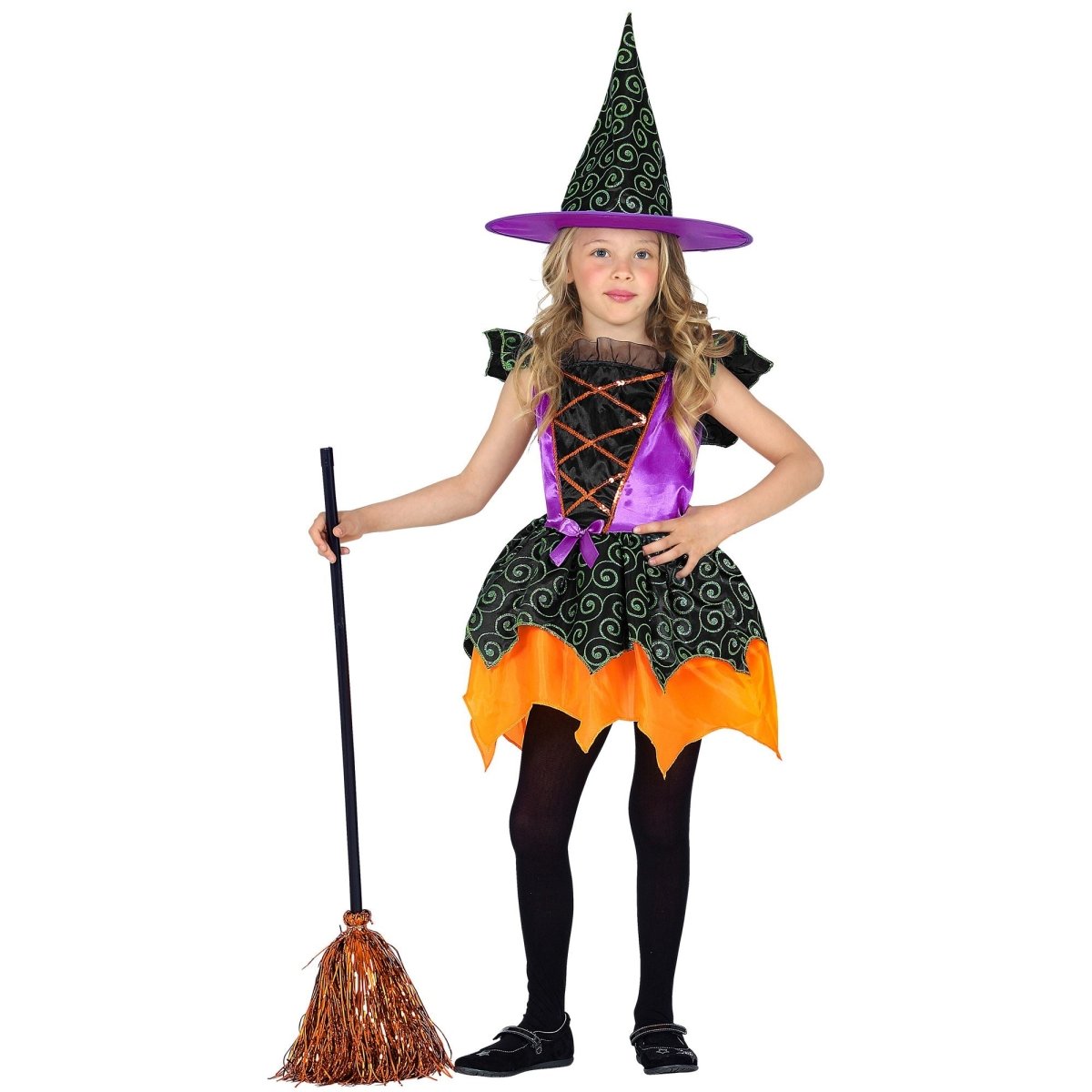 Heks Kostuum Zwart Oranje Meisje